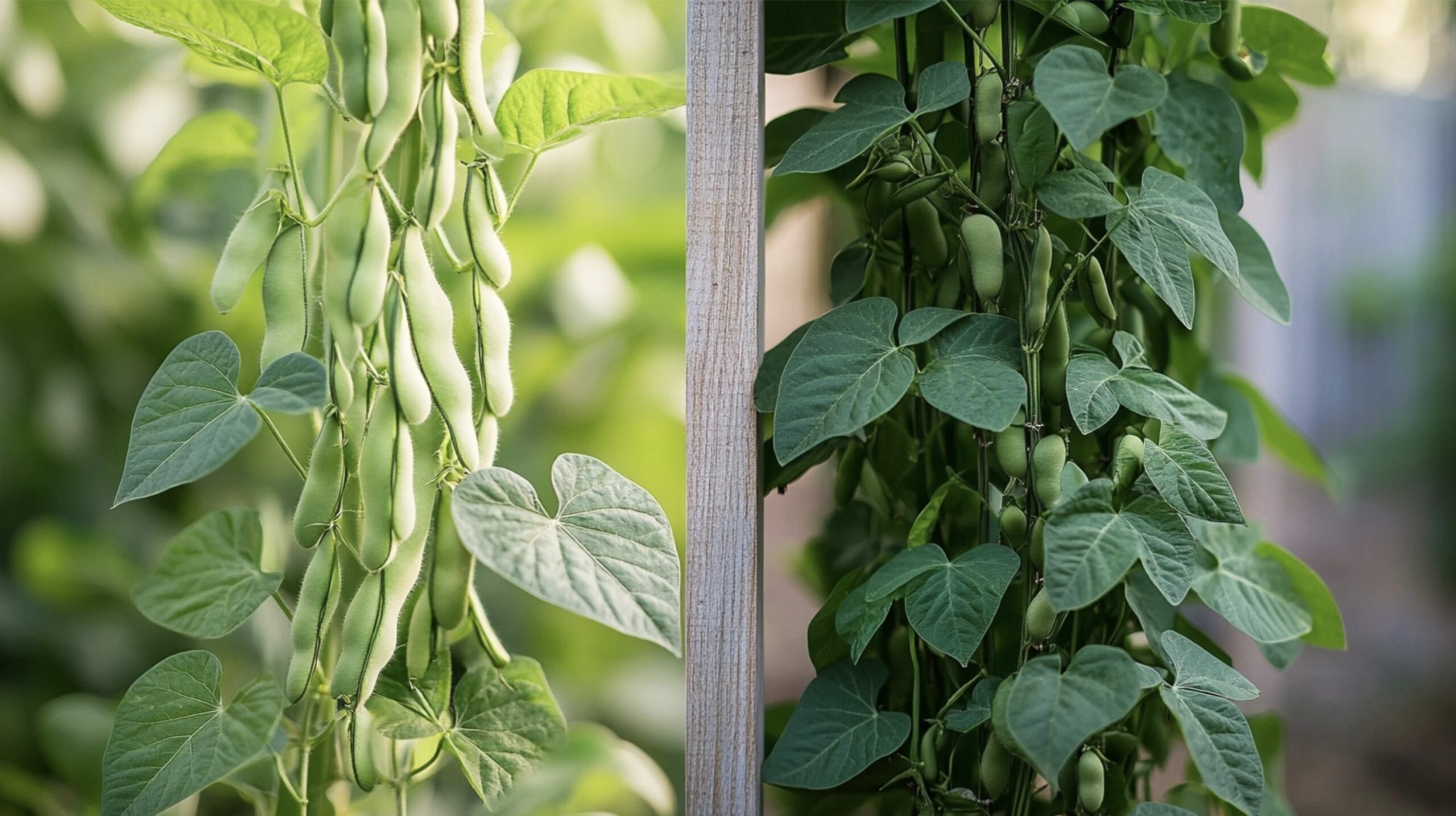 Side-by-side comparison of bush bean and pole bean growth patterns. Are navy beans pole beans