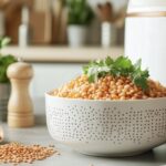 a bowl of beans with parsley on top - How to Cook Lentils in a Rice Cooker