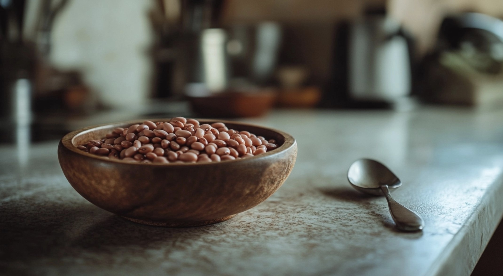 Red beans in a wooden bowl. Red Beans and Dark Red Beans