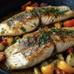 fish in a pan with vegetables