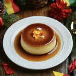 Quesillo Venezuelan Flan with caramel glaze on a plate mini.