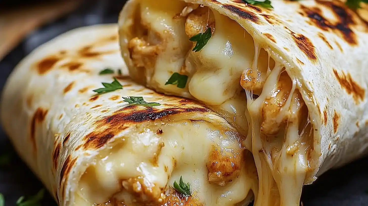Cheesy Garlic Chicken Wraps – A Quick & Irresistible Meal!