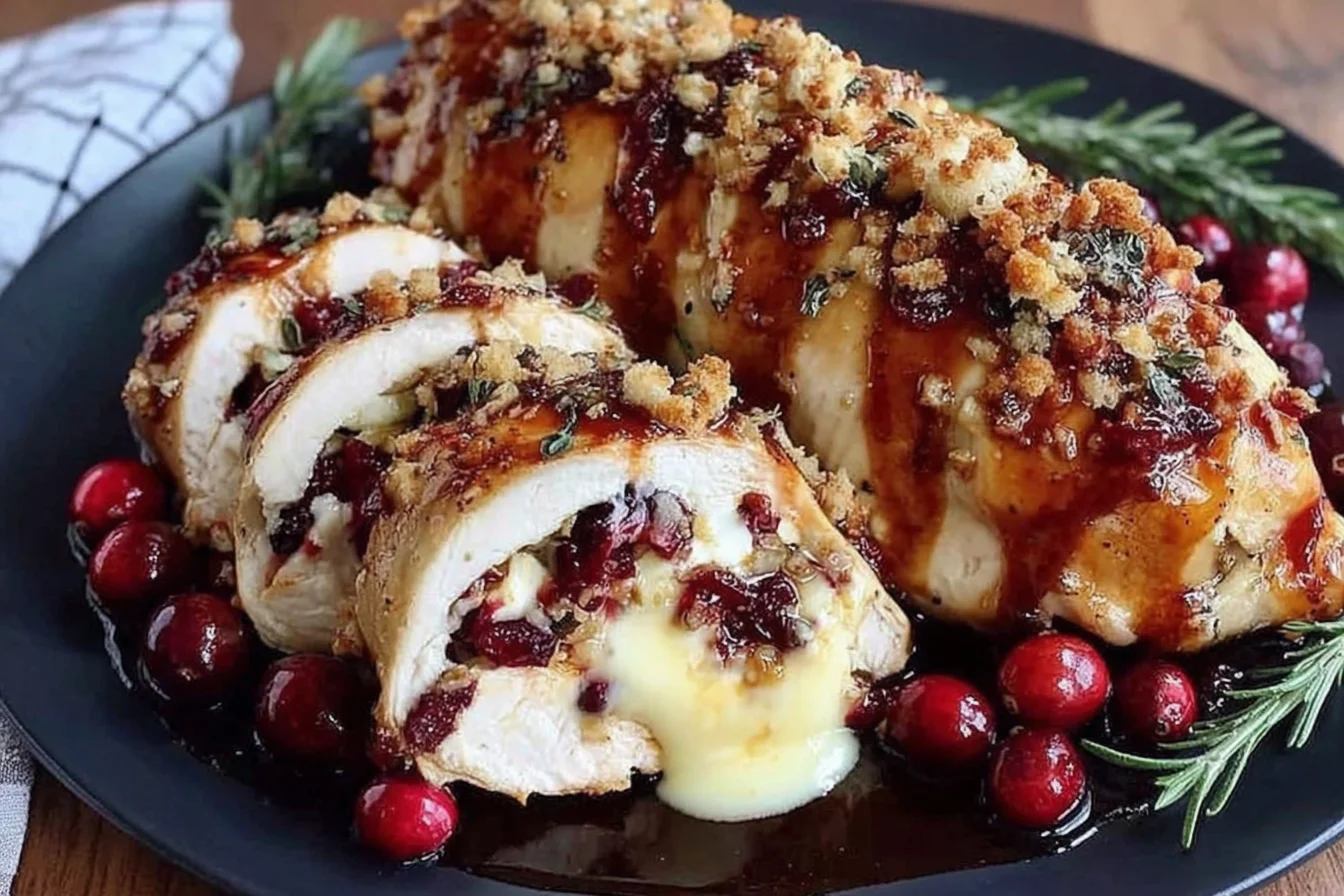 Stuffed chicken with cranberries and cheese