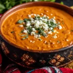 Frijoles Puercos Recipe with melted cheese and cilantro served warm