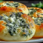 Spinach Cottage Cheese Flagels on a plate, golden-brown and cheesy with spinach baked into the top, fresh and protein-packed.