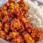 3 Ingredient Orange Chicken crispy nuggets coated in orange sauce
