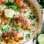Creamy Coconut Lime Chicken with cilantro and lime in a creamy coconut sauce