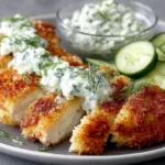 Sliced Crispy Dill Pickle Parmesan Chicken Recipe showing juicy interior and crunchy coating