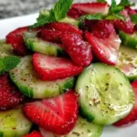 Cucumber Strawberry Salad with fresh mint and balsamic dressing