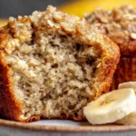 Healthy banana oatmeal muffins with soft texture and sliced bananas