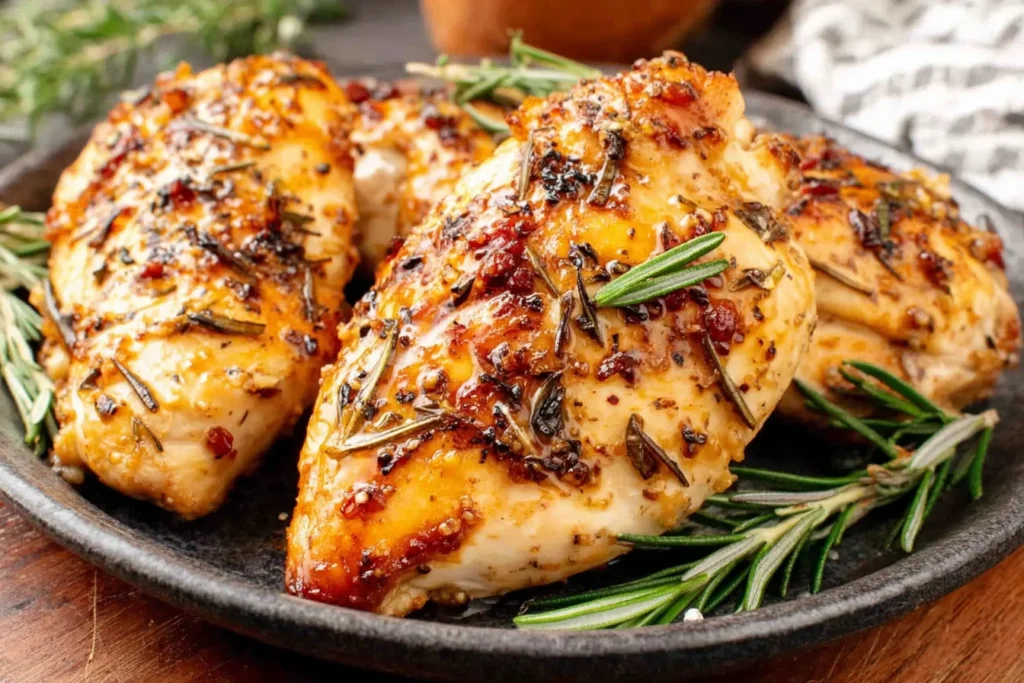 Heart Healthy Rosemary Chicken Dijon baked chicken breast with fresh rosemary and Dijon glaze