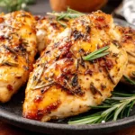 Heart Healthy Rosemary Chicken Dijon baked chicken breast with fresh rosemary and Dijon glaze