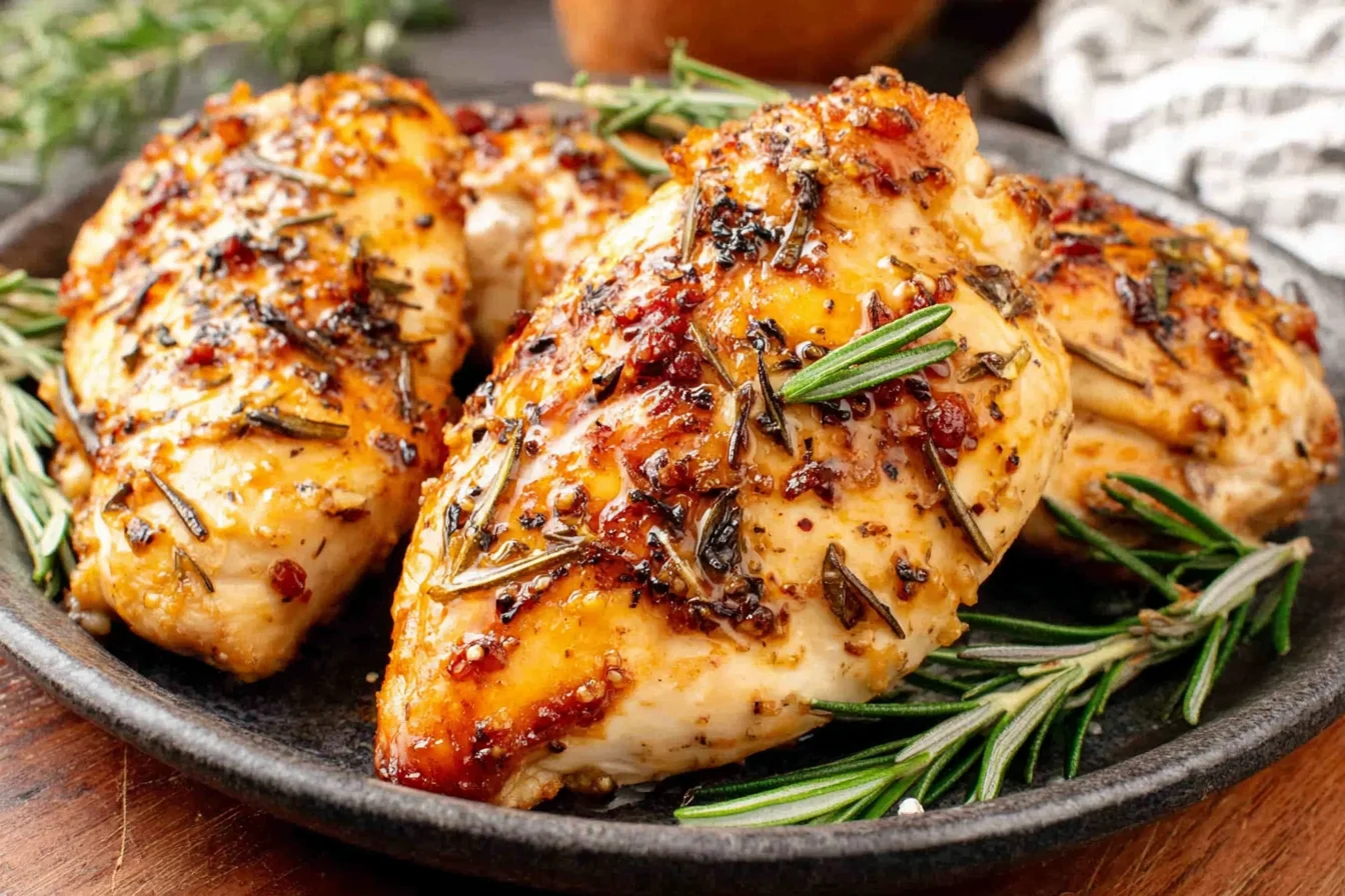 Heart Healthy Rosemary Chicken Dijon baked chicken breast with fresh rosemary and Dijon glaze