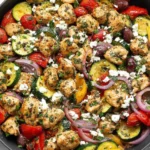 Mediterranean Chicken Stir Fry Recipe with lemon, herbs, and sautéed vegetables