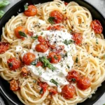 Roasted Tomato and Garlic Ricotta Pasta with creamy ricotta and blistered cherry tomatoes