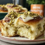Small Batch Pistachio Cream Cinnamon Rolls soft interior texture with pistachio filling