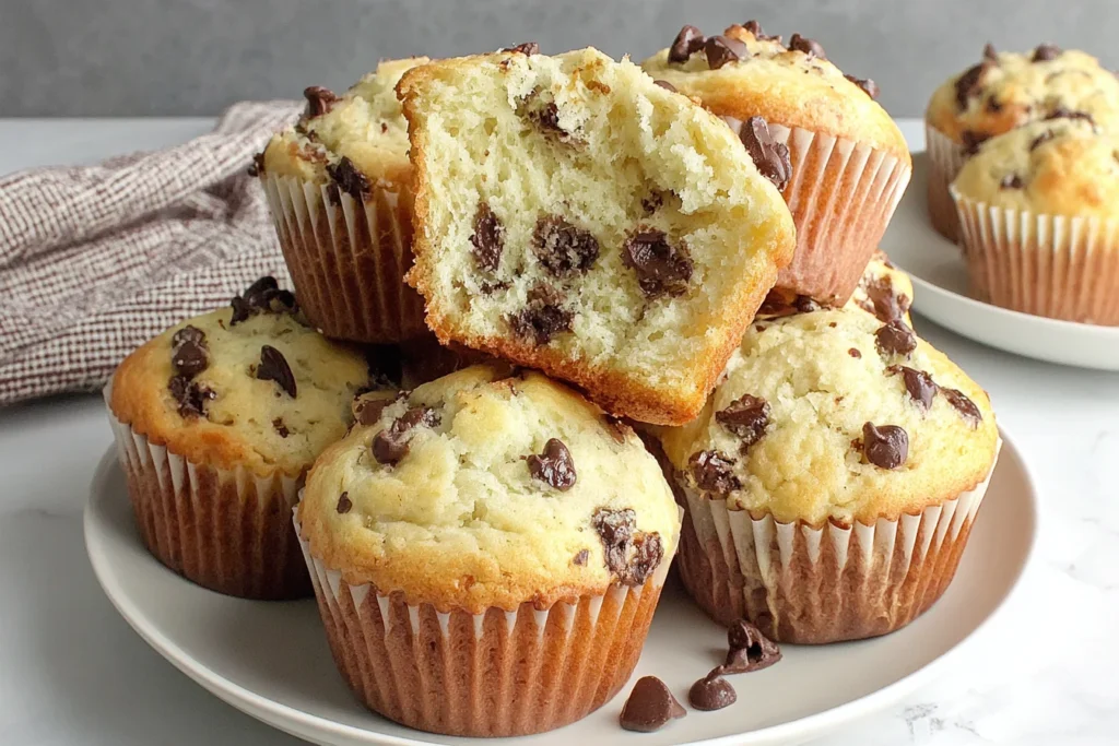 Sourdough Chocolate Chip Muffins batter with mini chocolate chips ready for baking