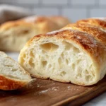 Sourdough Discard French Bread sliced with airy crumb and crispy crust