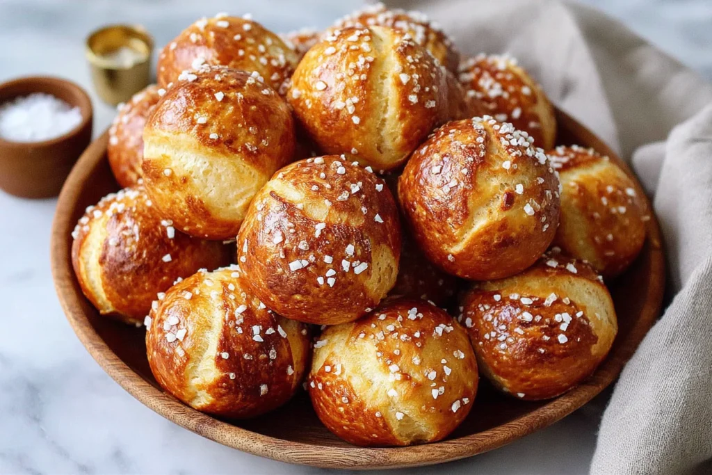 Sourdough Discard Pretzel Bites close-up showing soft texture and crisp crust