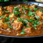 Chicken Balti served in a traditional pan with tender chicken, rich curry sauce, and fresh coriander