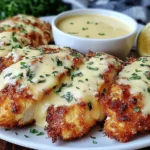 Crispy Malibu Chicken Recipe with cheesy crispy chicken and homemade mustard sauce