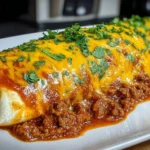 Enchirito Recipe baked with savory ground beef, enchilada sauce, melted cheese, and fresh cilantro garnish