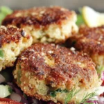 Simple Healthy Falafel served over fresh Mediterranean salad with cucumbers, tomatoes, and lemon slices