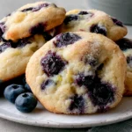 Lemon Blueberry Cookies with juicy blueberries and soft chewy centers served on a plate with fresh lemon slices