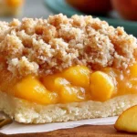 Peach Crumb Bars with juicy fresh peaches, a buttery shortbread crust, and a golden cinnamon crumble topping