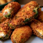 The Best Jalapeño Poppers arranged on a platter with crunchy breading, melted cheese, and bacon filling