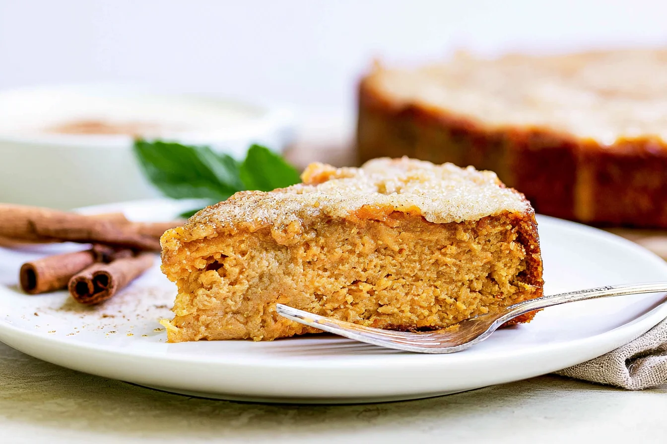 Vegan Jamaican Sweet Potato Pudding with traditional custard topping and warm cinnamon