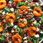 Fresh Apricot Salad with spinach, cherries, feta, pecans, and balsamic glaze in a vibrant summer bowl