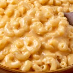 Creamy Cottage Cheese Mac and Cheese with elbow macaroni coated in a smooth cheddar cheese sauce.
